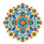 Orange Blue Flower Design
