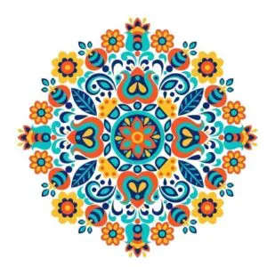 Orange Blue Flower Design