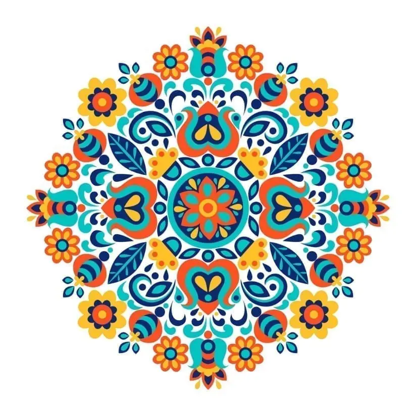 Orange Blue Flower Design