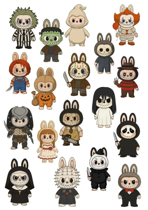 Labubu Horror Icons Halloween A5 Sheet | Doris Loves