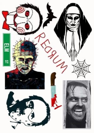 Horror Movie A5 Tattoo Sheet No 1