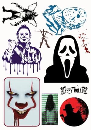 Horror Movie A5 Tattoo Sheet No 2