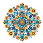 Orange Blue Flower Design