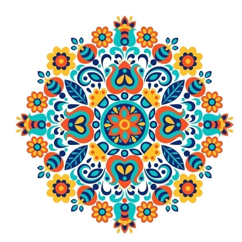 Orange Blue Flower Design